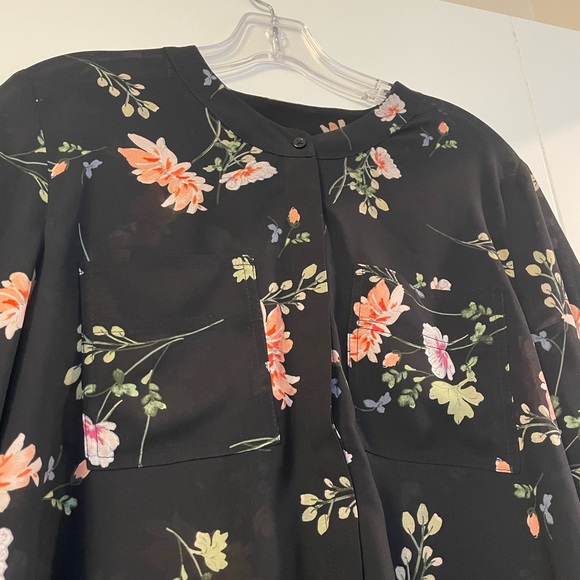 Rachel Roy Black Floral Long Sleeve Blouse - Picture 4 of 10